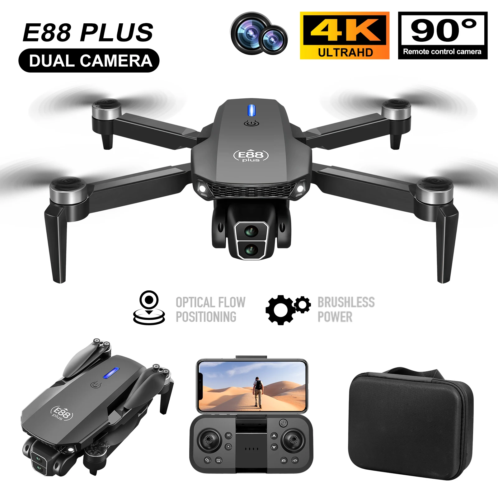 Drone Camera Night Vision - Yeni E88 Plus Quadcopter Drone: 90